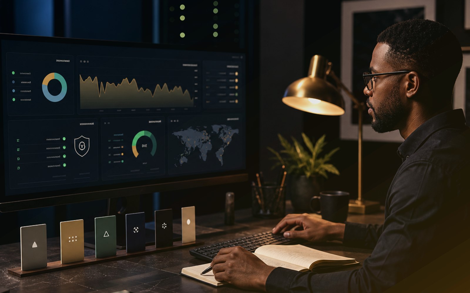 A premium website hosting dashboard with uptime and security monitoring