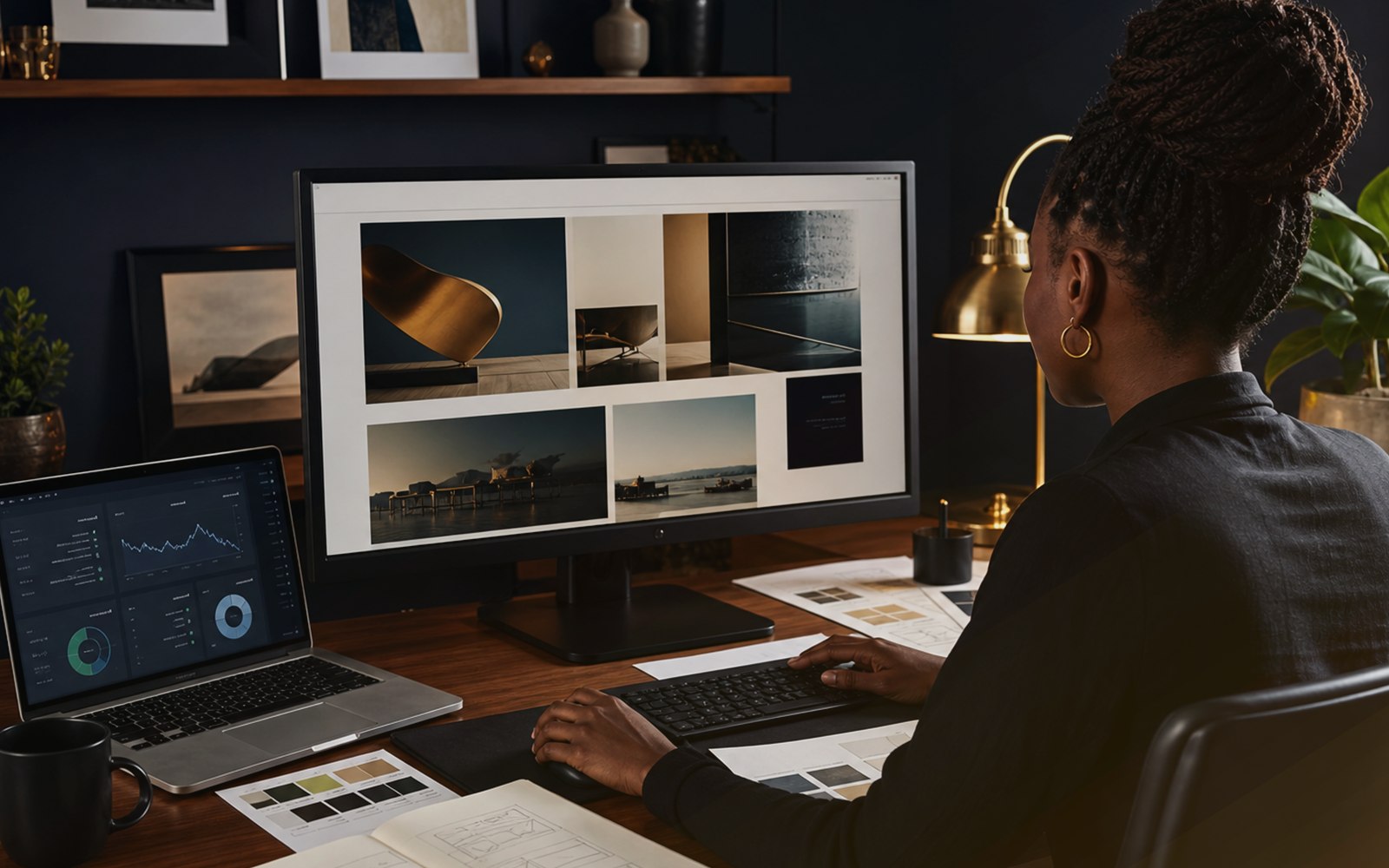 Lead generation landing page layout being reviewed on a desktop monitor